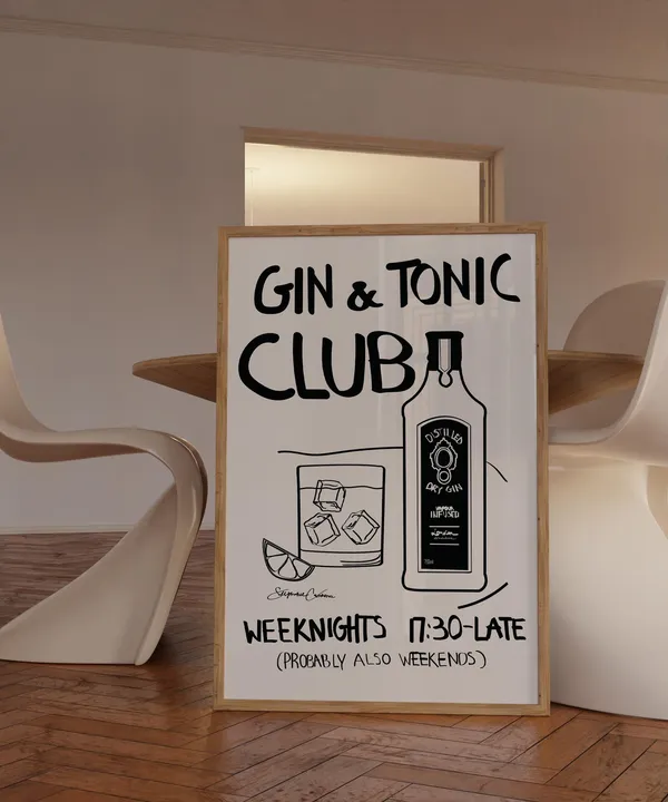 Gin And Tonic Club Vintage Drink Art Print