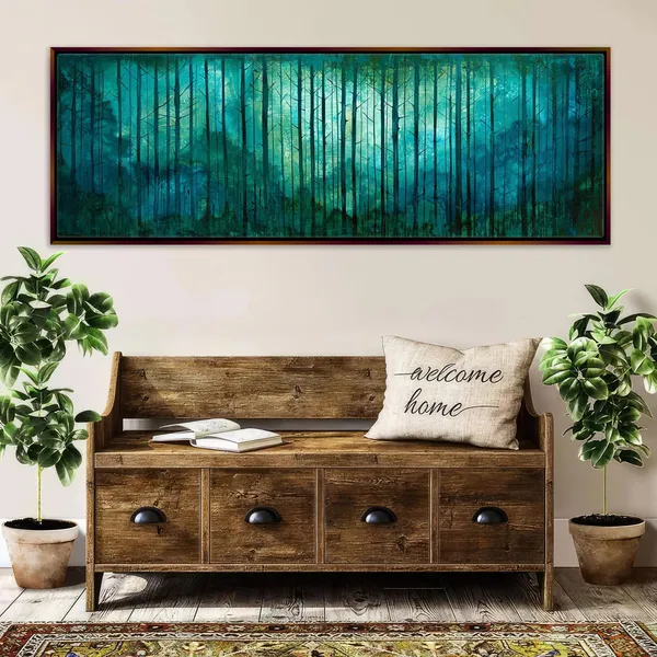 Panoramic Watercolor Forest Landscape Art Print