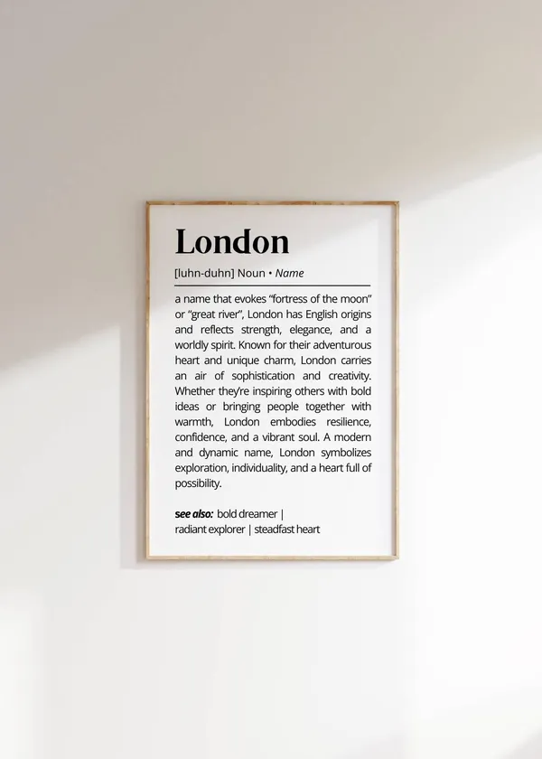 London Name Definition Minimalist Typography Art Print