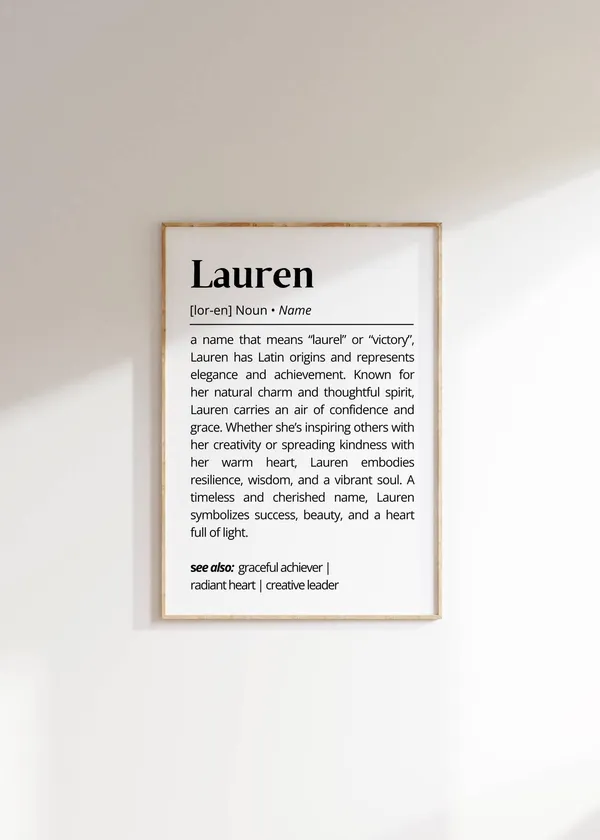 Lauren Name Definition Minimalist Typography Poster