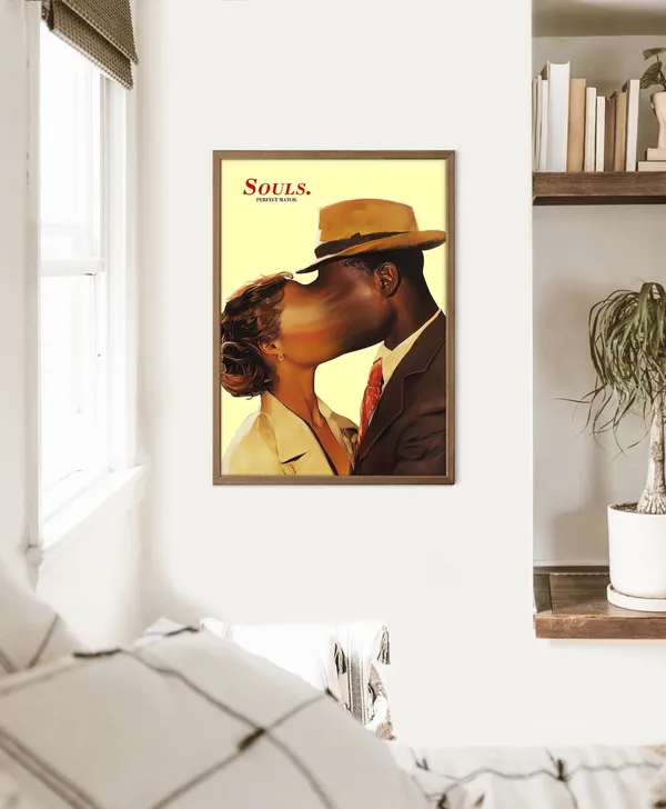 Soul Match 2 Vintage Collage Couple Poster