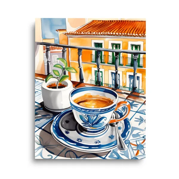 Cafe Con Leche Watercolor Print, Spain Travel Poster