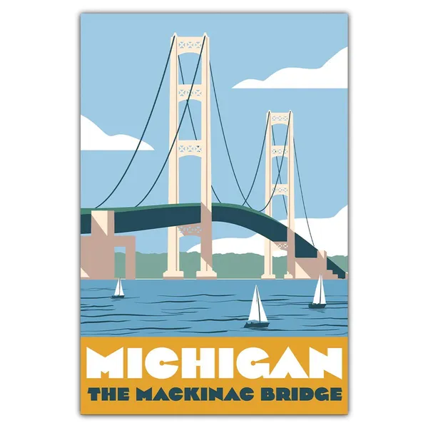 Michigan Mackinac Bridge Travel Poster