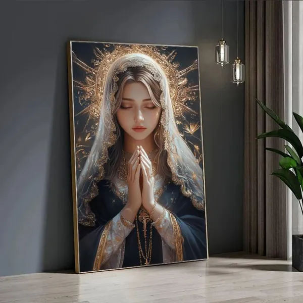 Virgin Mary Print, Elegant Religious Wall Art