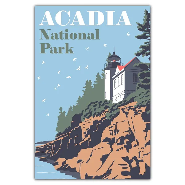 Acadia National Park Bass Harbor Lighthouse Travel Poster