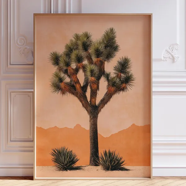 Joshua Tree Retro Travel Poster, Desert Landscape