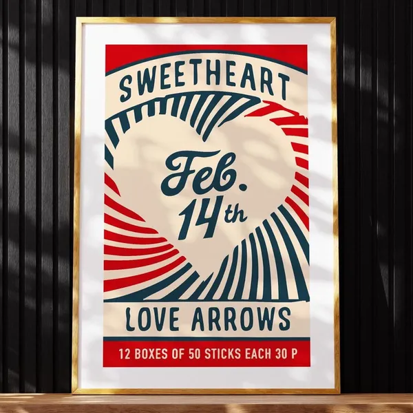 Sweetheart Print Retro Valentine's Day Poster