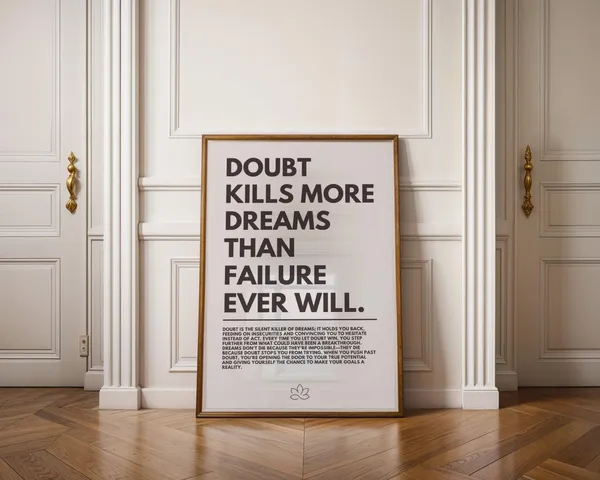Motivational Doubt Ends Dreams Poster, Minimalist Decor