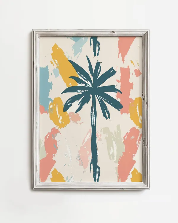 Palm Tree Print, Retro Tropical Beach Decor