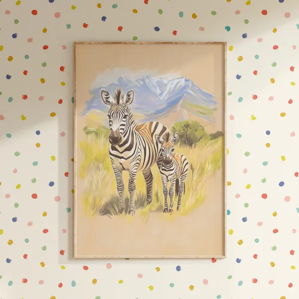 Nursery Zebras Safari Art Print, Kids Room Decor