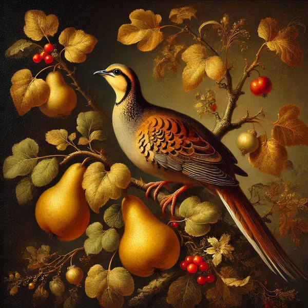 Partridge In A Pear Tree Christmas Art Print Decor