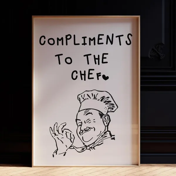 Compliments To Chef Cute Kitchen Wall Art Print