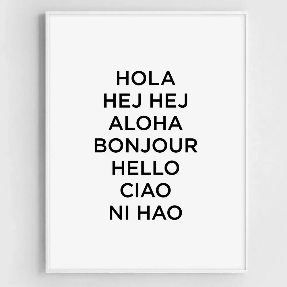 Hello Greetings Entryway, Hola Bonjour Art Print