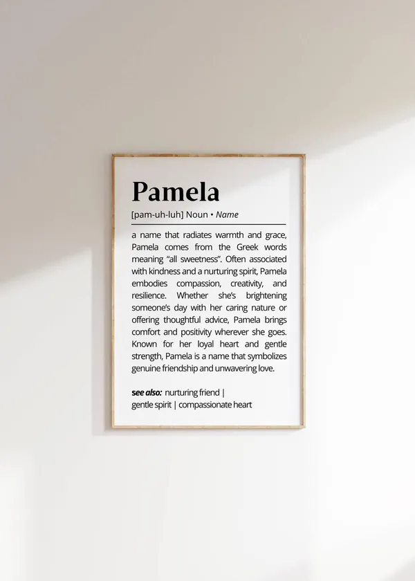 Pamela Name Definition Typography Art Print