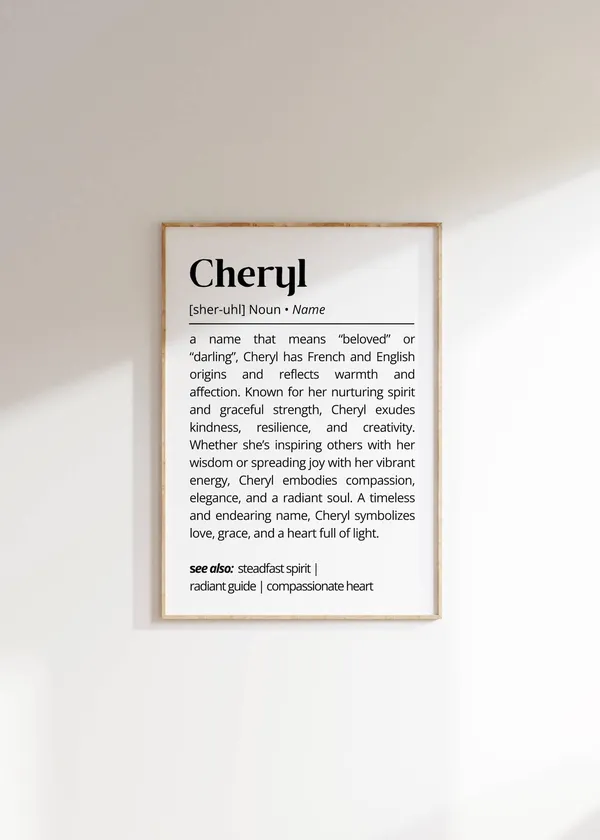 Cheryl Name Definition Personalized Nursery Art Print