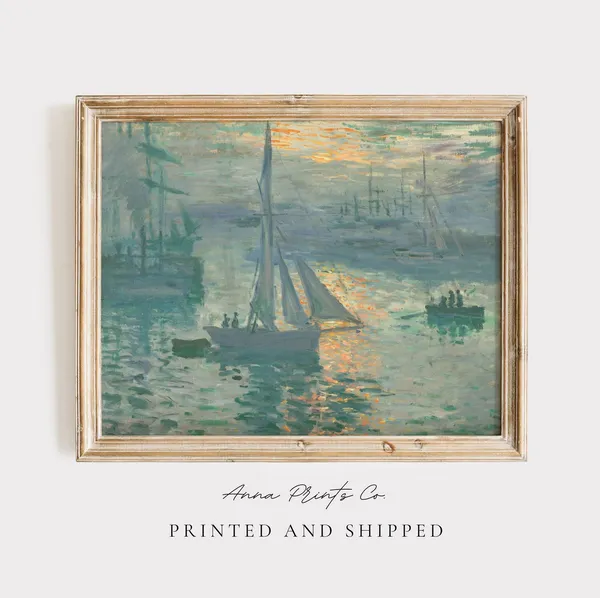 Claude Monet Sunrise Harbor Sailboat Art Print