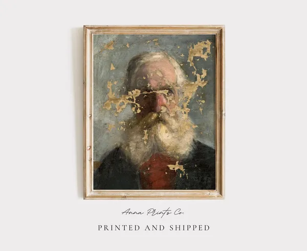 Antique Bearded Man Portrait, Victorian Art Print