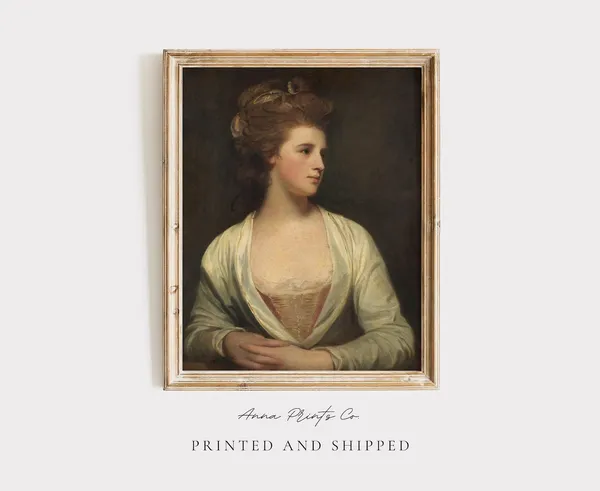 Baroque Woman Portrait, Vintage 18th-Century Art Print