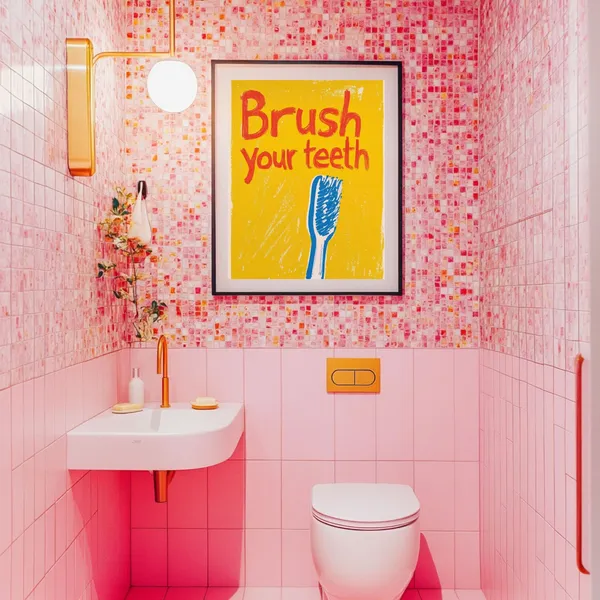 Brush Your Teeth Poster, Fun Bathroom Decor