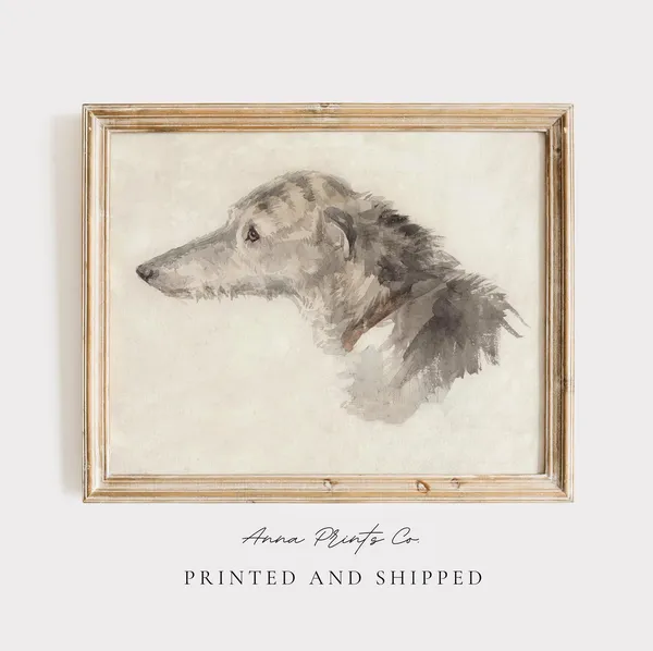 Irish Wolfhound Vintage Watercolor Dog Art Print