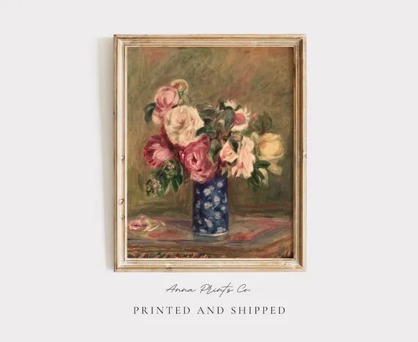 Pierre-Auguste Renoir Bouquet of Roses, Vintage Print
