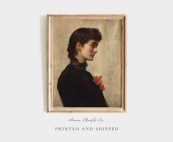 Vintage Woman Portrait Painting, Victorian Art Print