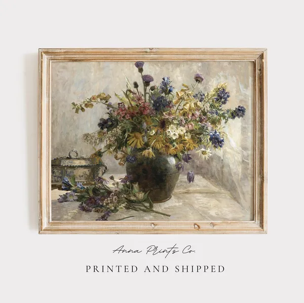 Bouquet Of Wildflowers Vintage Painting Art Print
