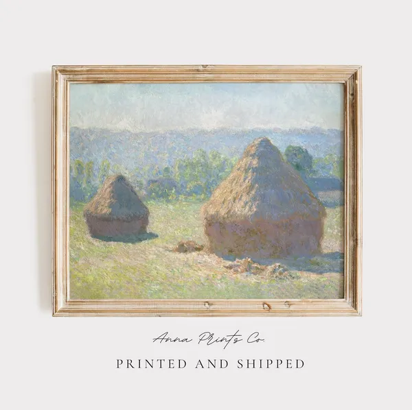 Claude Monet Haystacks, Impressionist Art Print