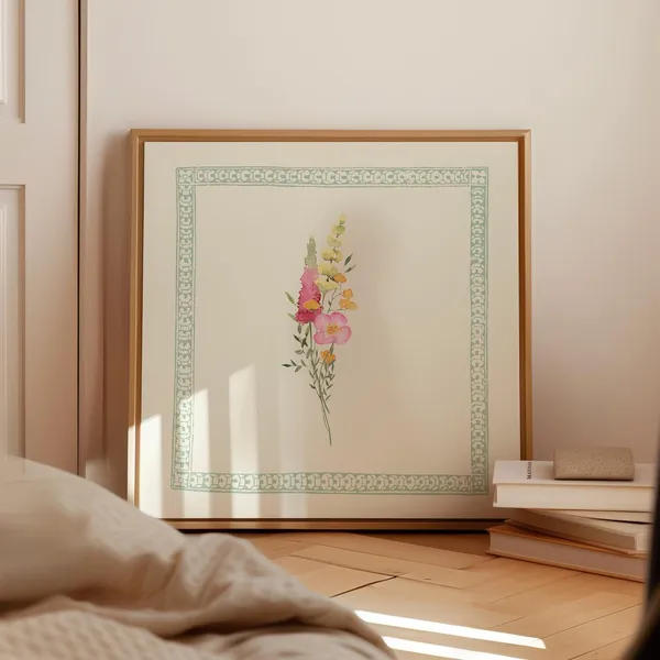 Minimal Floral Print, Cottage Nursery Wall Art