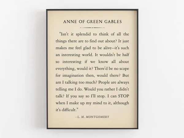 Anne Of Green Gables Isn’t It Splendid Vintage Quote Art Print