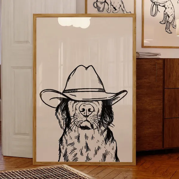 Cowboy Dog Modern Travel Poster