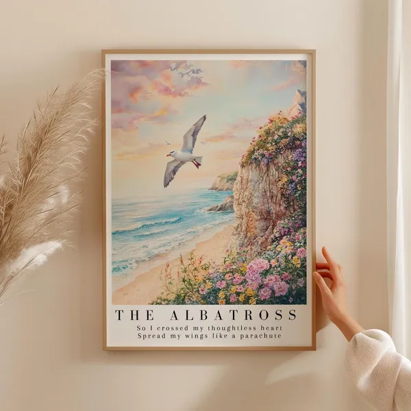 Albatross Watercolor Print, Coastal Beach Art