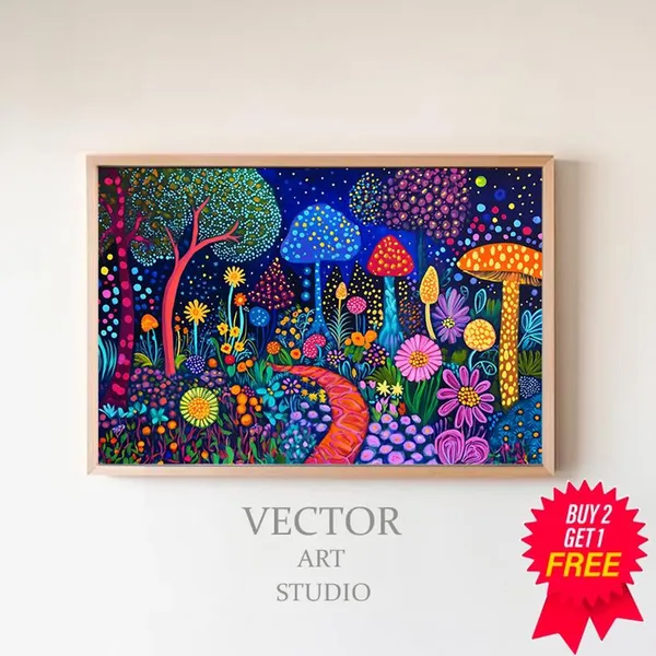 Yayoi Kusama-Inspired Japandi Japanese Art Print