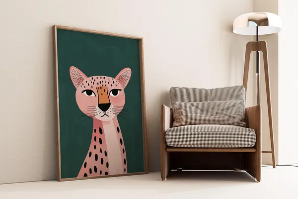 Pink Cheetah Art Print, Modern Safari Nursery Decor