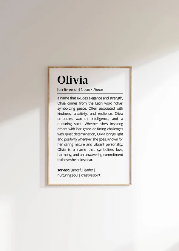 Olivia Name Definition Personalized Minimalist Art Print