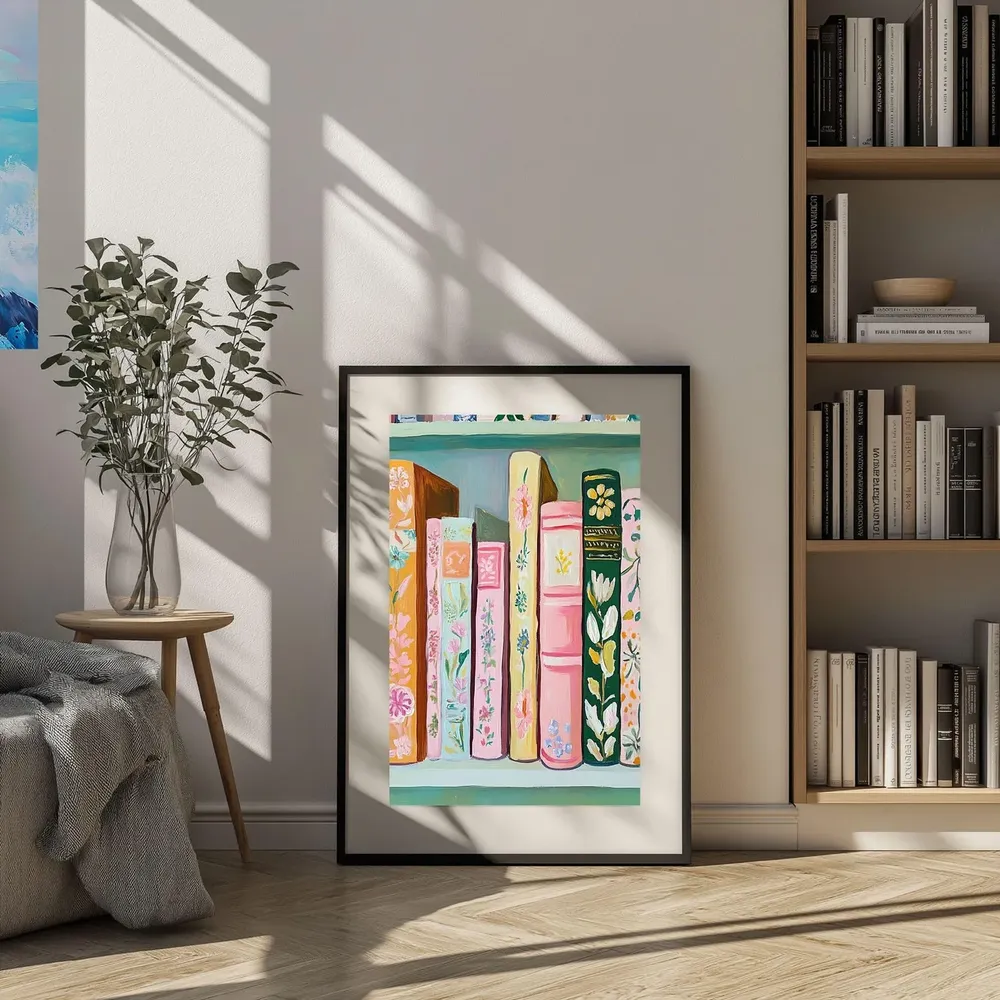 Pastel Book Stack Painting, Whimsical Art Print - Image 5