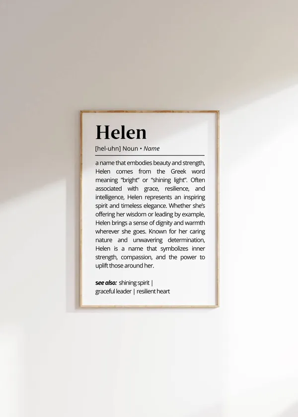 Helen Name Definition Minimalist Name Poster