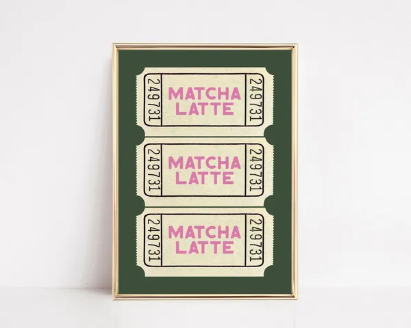 Matcha Cute Kitchen Art Print, Coffee Bar Decor