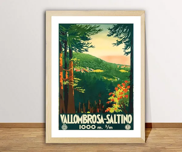 Vallombrosa Saltino Italy Vintage Travel Poster