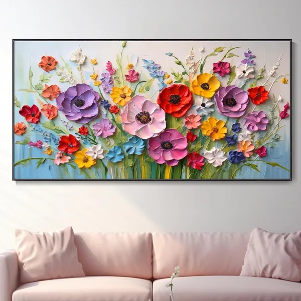 3D Floral Abstract Garden Mural, Spring Art Print