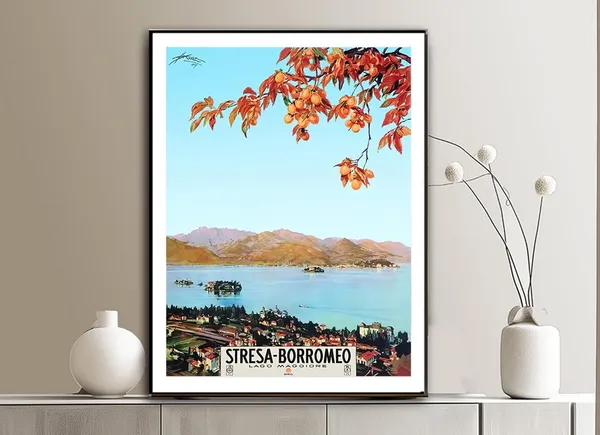 Stresa Borromeo Lago Maggiore Italy Vintage Travel Poster