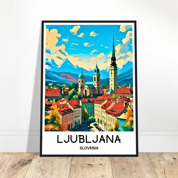 Ljubljana Travel Poster, Slovenia City Illustration