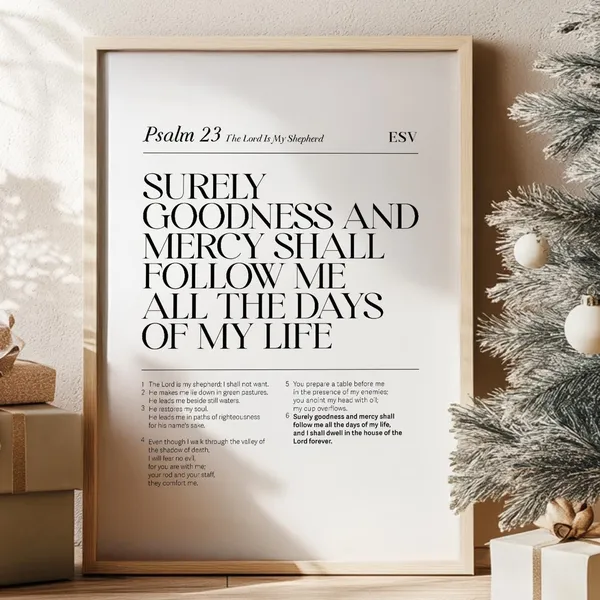 Psalm 23 ESV Scripture Art Print, Christian Wall Art
