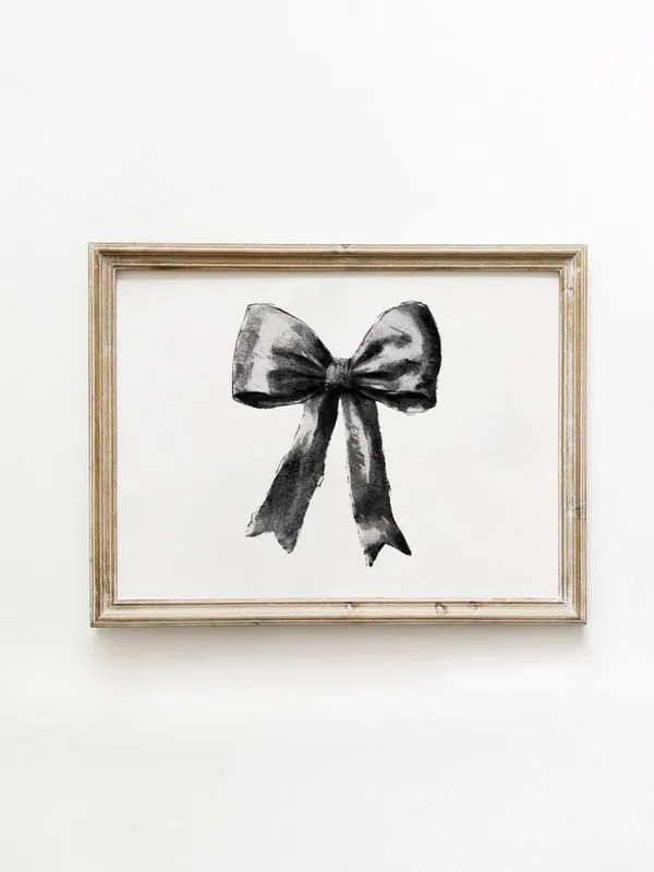 Black Bow Print, Preppy Retro Western Poster