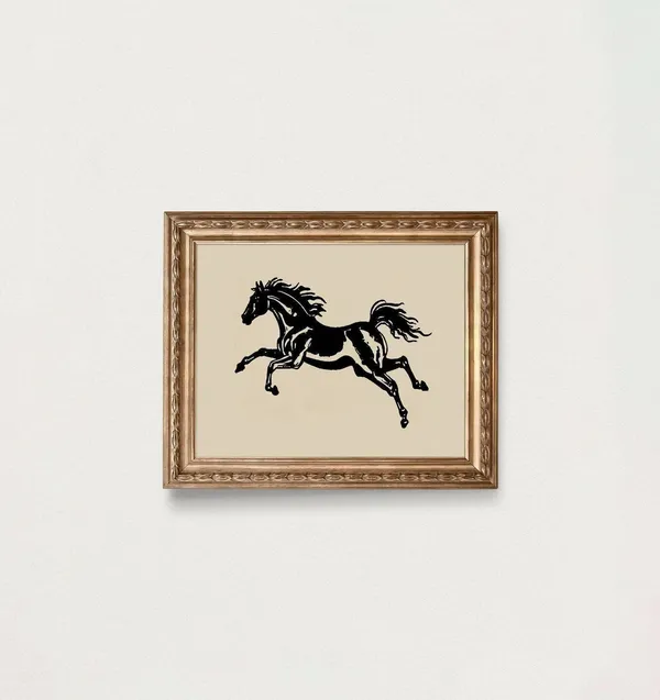 Vintage Western Horse Poster, Rustic Home Decor