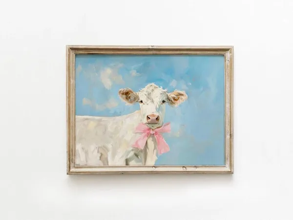 Preppy Cow Poster, Classic Americana Dorm Decor