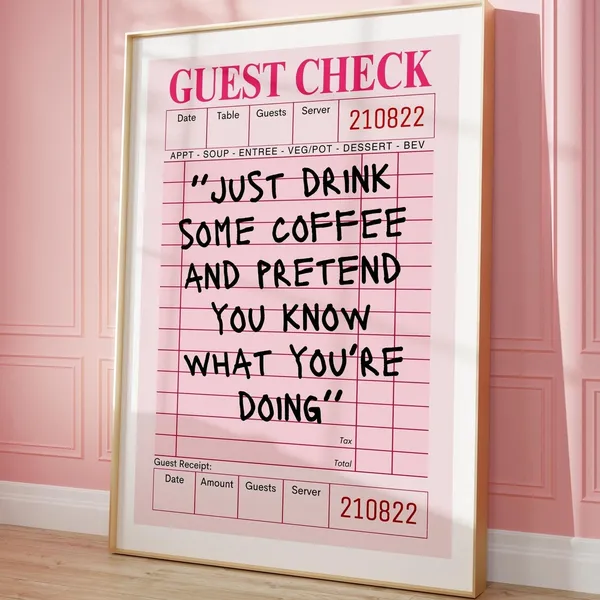 Trendy Guest Check Coffee Bar Cart Decor Art Print