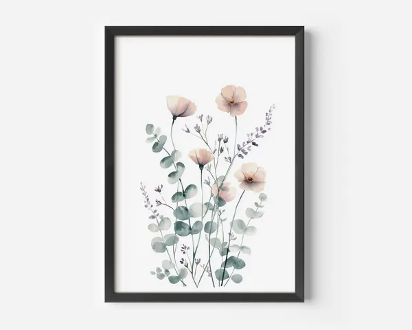 Nature Watercolor Floral Poster, Wildflowers Bloom