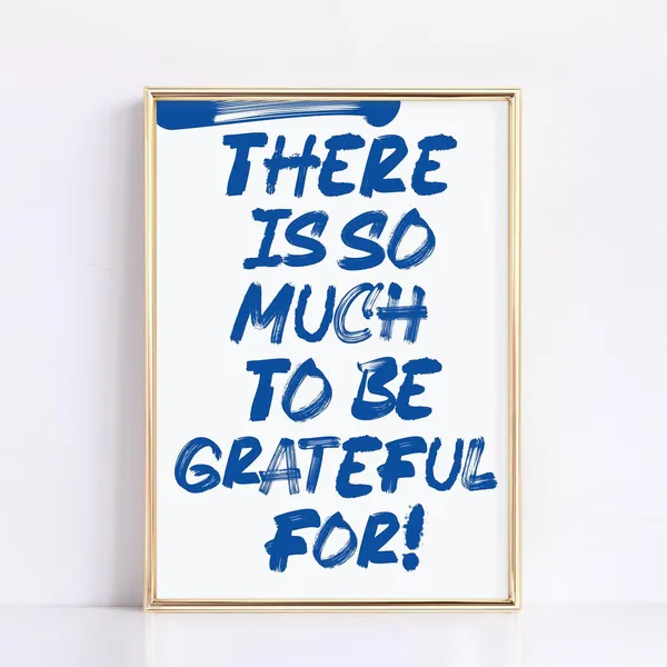 Positive Affirmation Print, Preppy Navy Blue Wall Art