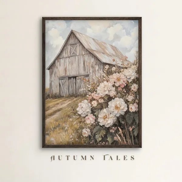 Vintage Barn And Spring Wildflowers Art Print